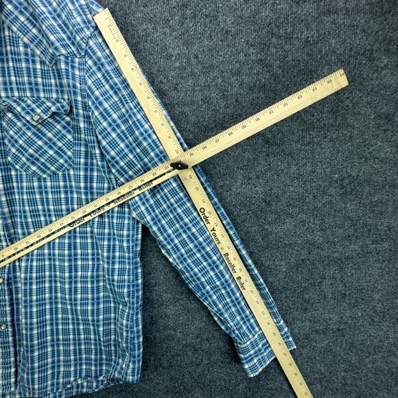 Ralph Lauren Denim & Supply Shirt Mens Extra Large Blue Pearl Snap Western Plaid - Picture 12 of 14